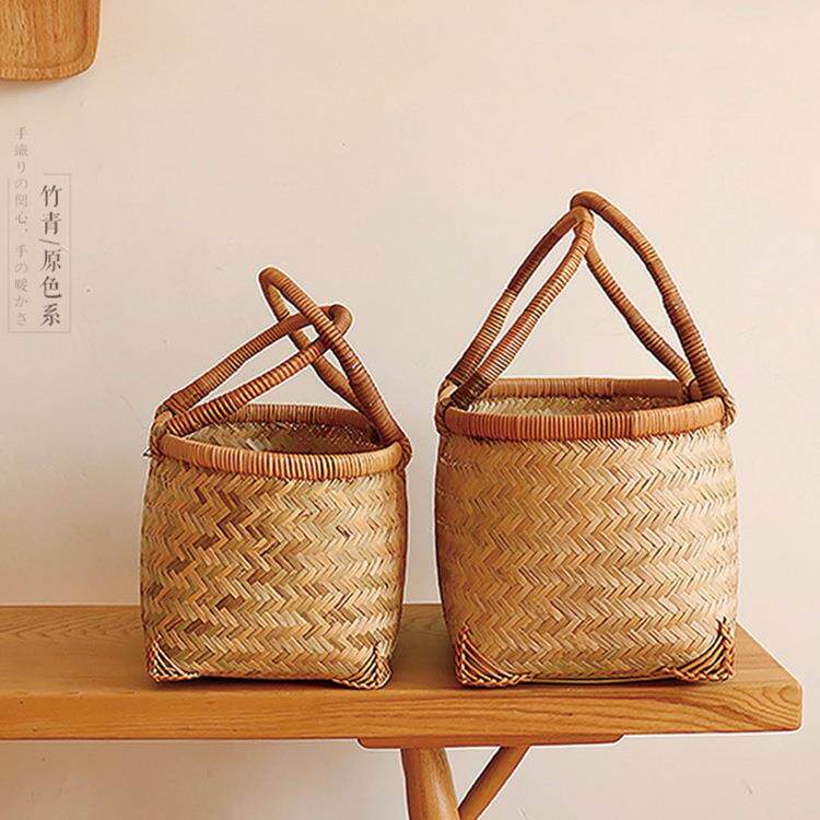 手工酱丨日式の竹片藤编织提篮买菜篮收纳美食户外野餐水果篮子