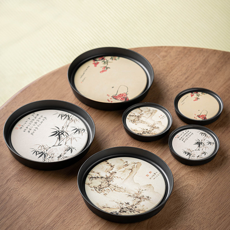 速发创茶合金茶杯垫壶承复古功夫意杯圆形防隔烫热垫茶艺茶道茶具