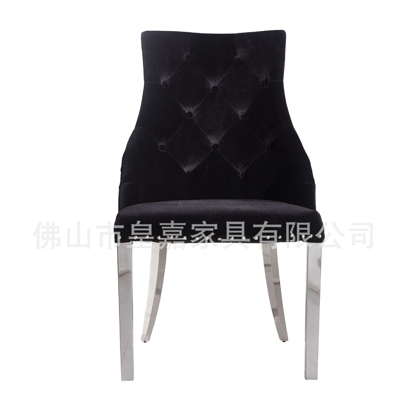 现代简约不锈钢布艺软包餐椅