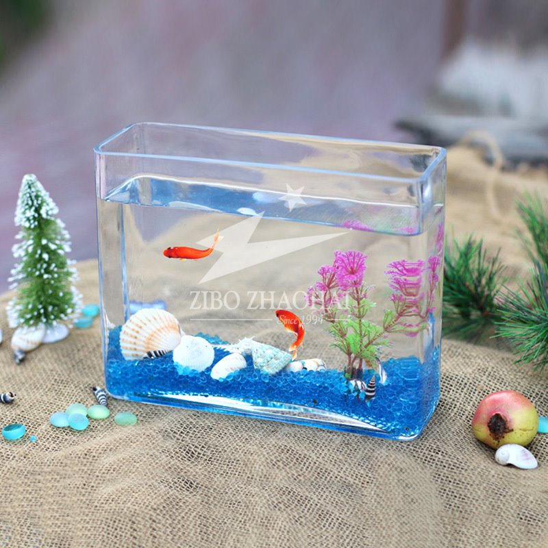 透明玻璃长方形小型鱼缸水族箱桌面水培植物容器虾缸金鱼缸观赏鱼