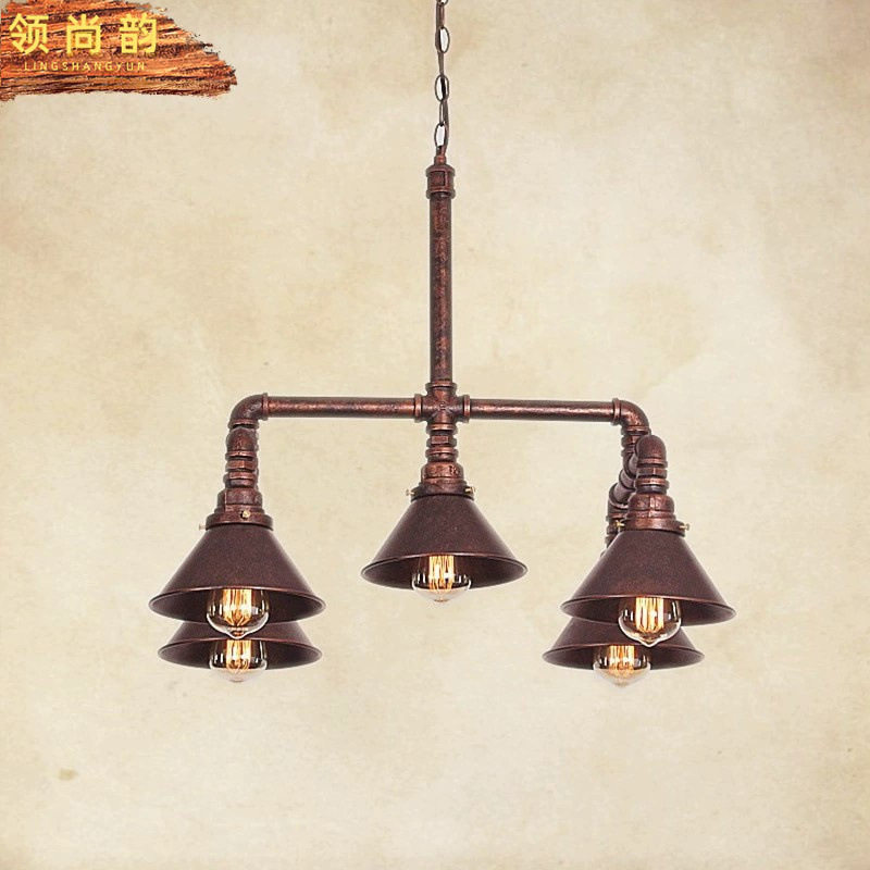 美式乡村风格复古工业风吊灯 简约餐厅吧台床头咖啡馆铁艺水管灯