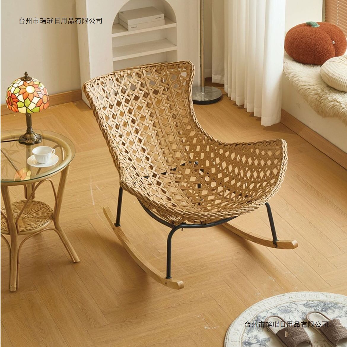 网红龙虾藤编摇椅懒人沙发