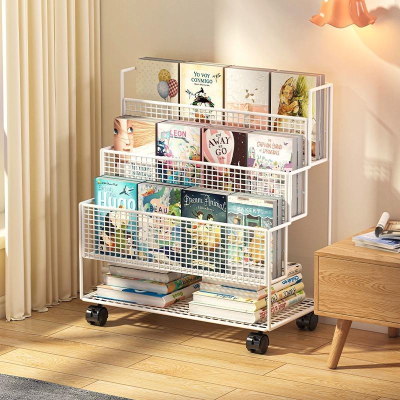 儿童玩具收纳架小推车置物架家用多层书架绘本可移动零食整理架子