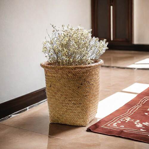 多用途天圆地方海草篮家用衣物儿童玩具收纳篮室内草编花篮装饰