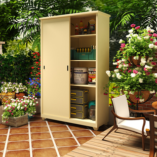 户外防水防晒储物柜庭院杂物收纳柜推拉门阳台置物柜渔具储藏柜子