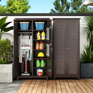 新款 铝合金户外储物柜防潮防水家用收纳柜可定制斜顶防雨工具柜子