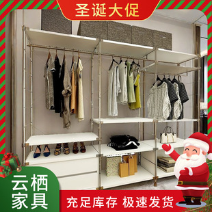 开放式 落地挂衣架白色卧室组合衣帽架极简置物架专用货架衣柜书柜