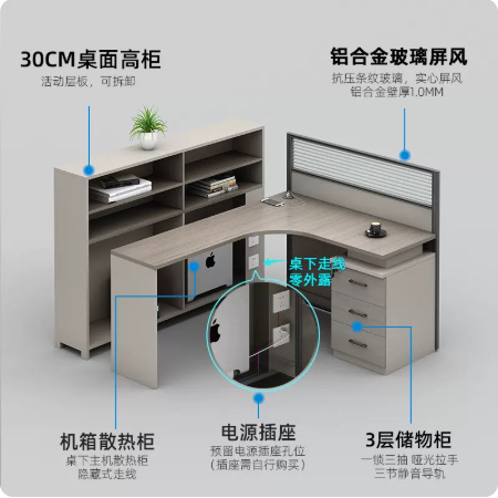员工职员办公桌椅组合简约现代4人位卡座办公室财务电脑桌子多人