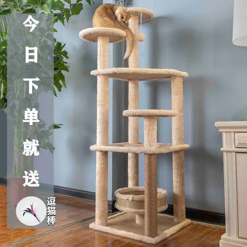 四季藤席不占地大型猫窝猫树一体猫玩具球猫爬架子猫抓柱猫咪用品