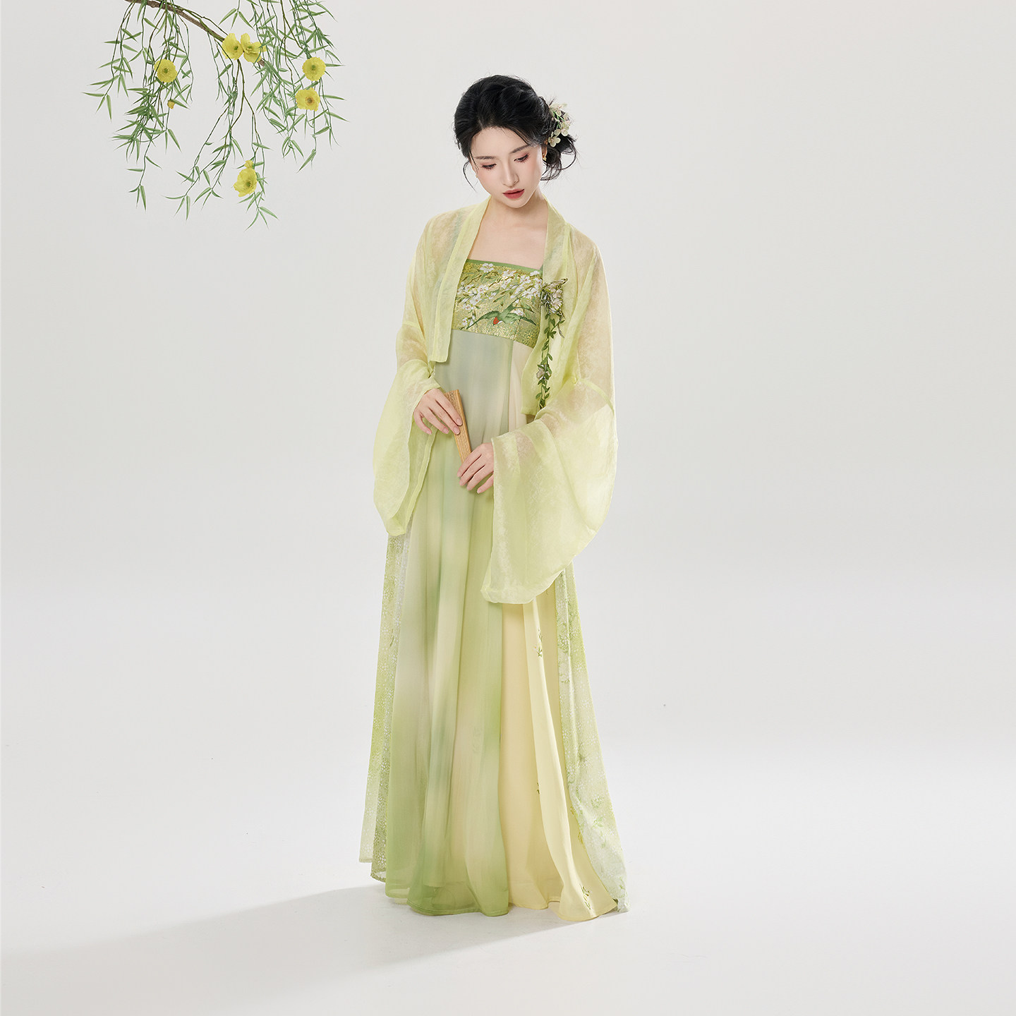 织造司[檐上春]改良汉服法门寺国风披衫外套上衣女齐胸吊带连衣裙
