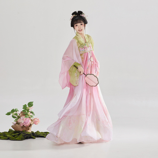 织造司[桃李笺]唐制汉服法门寺开衫雪纺披帛齐胸刺绣吊带连衣裙女