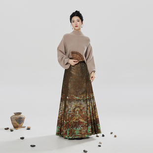 织造司[土神]明制马面裙汉服半身裙套装国风半高领毛衣可外穿内搭