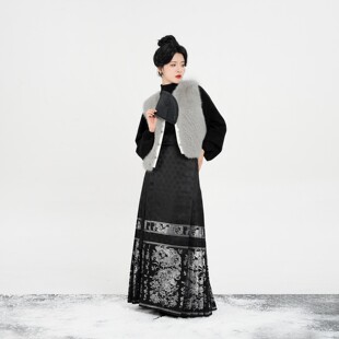 织造司[雪花酪]明制马面裙汉服仿妆花毛绒夹棉新中式马甲冬外穿女