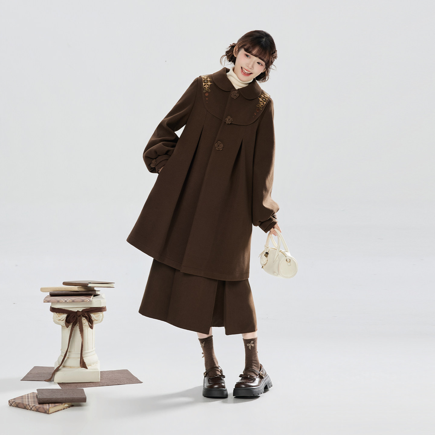 织造司[冬序热茶]学院风套装大衣外套上衣女针织打底衫吊带连衣裙,女装/女士精品,汉服套装,淘宝优惠券,粉丝福利购,淘宝优惠卷