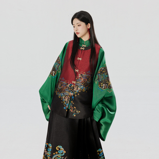 织造司[马到钱来]原创明制汉服圆领比甲立领琵琶袖马面裙套装日常