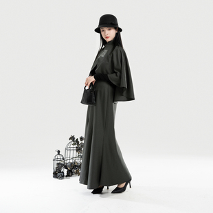 织造司[雾珐琅]新中式立领斗篷马面裙改良三裥裙鱼尾半身裙长裙女