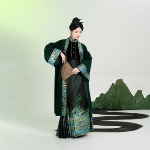 织造司[万里青山]妆花对襟外套立领绣花衬衫暗纹织金马面裙汉服女