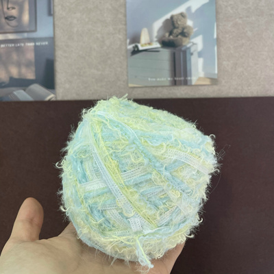 苏打绿 手混线黄绿清新配色钩包织围巾手感柔软手工DIY 80克