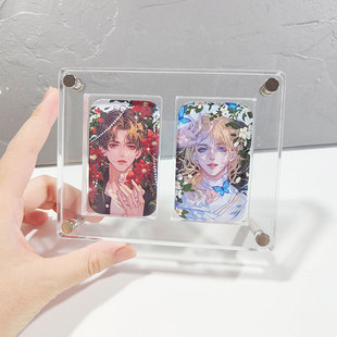 亚克力方形徽章展示架吧唧收纳相框动漫周边桌面陈列盒有机玻璃