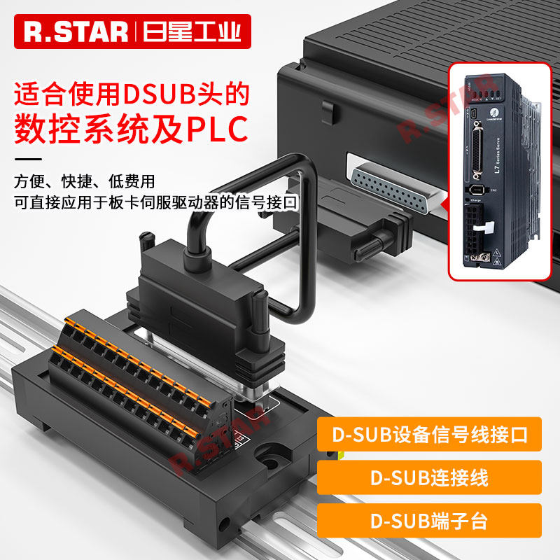 DB9/15芯f/25口/37针/50pin端子台转接板中继端子排串口公母头ada