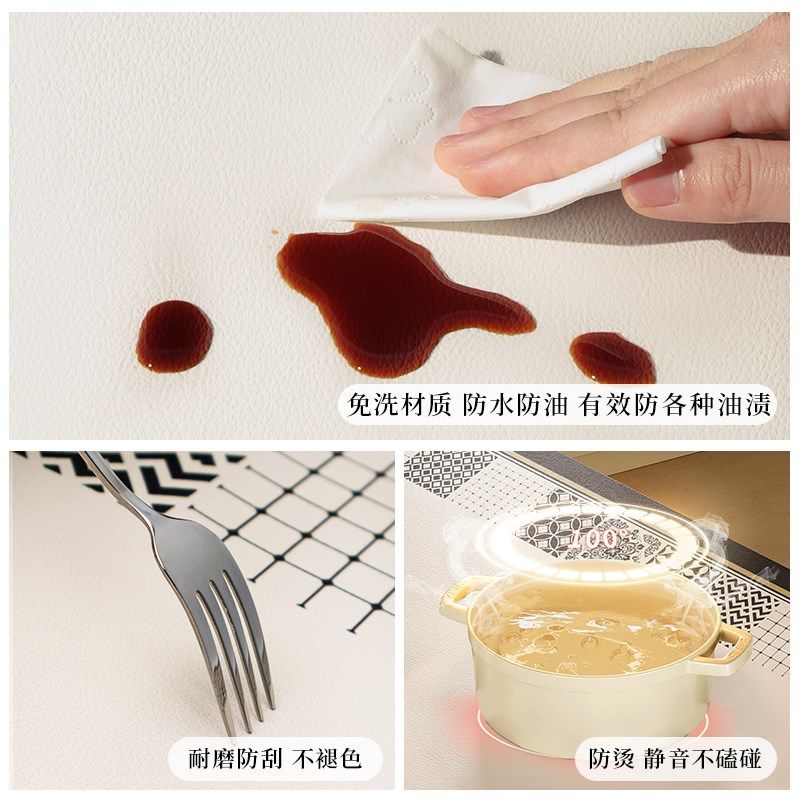 中古风餐边柜台面保护垫轻奢高级感桌布防水防油皮革桌垫电视柜垫