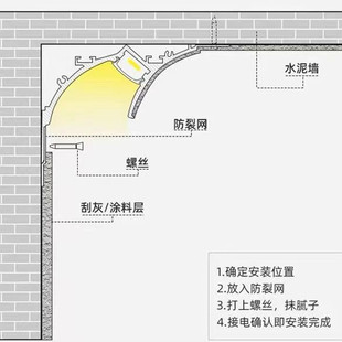 免吊顶悬浮灯槽明装石膏线回光槽反光灯槽免开槽顶角灯阴角洗墙灯