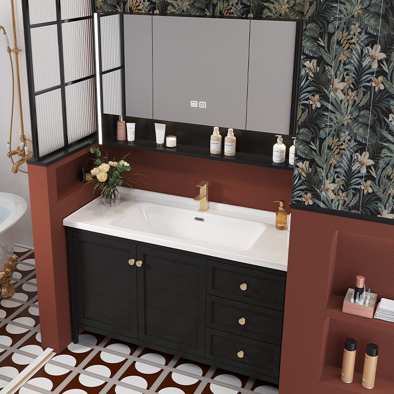 中古浴室柜陶瓷一体盆法式复古卫生间洗脸盆柜组合落地洗漱台洗手