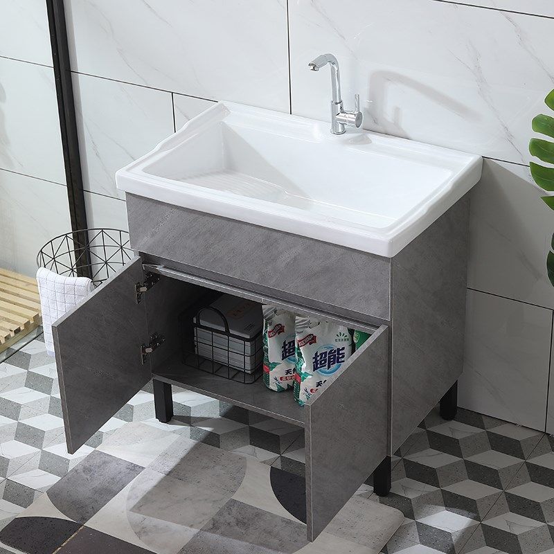 实木洗衣柜现代简约浴室柜阳台洗衣池带搓板陶瓷一体洗手盆洗漱台,家装主材,浴室柜组合,淘宝优惠券,粉丝福利购,淘宝优惠卷