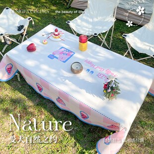 户外露营野餐桌布防水防油免清洗卡通野餐垫子户外露营桌布氛围感