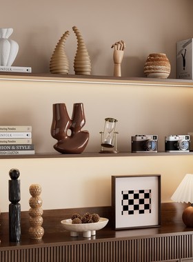 中古风侘寂复古艺术摆件客厅样板间酒店民L宿高级感电视柜小众软