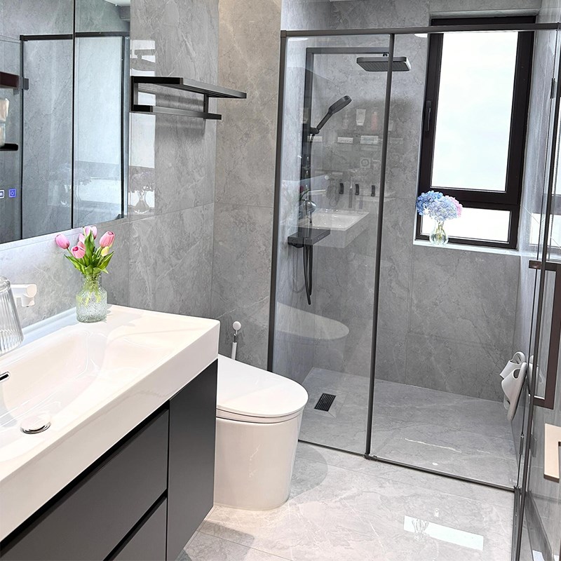 四面挡水陶瓷一体盆浴室r柜组合意式极简卫生间洗手盆智能洗脸盆