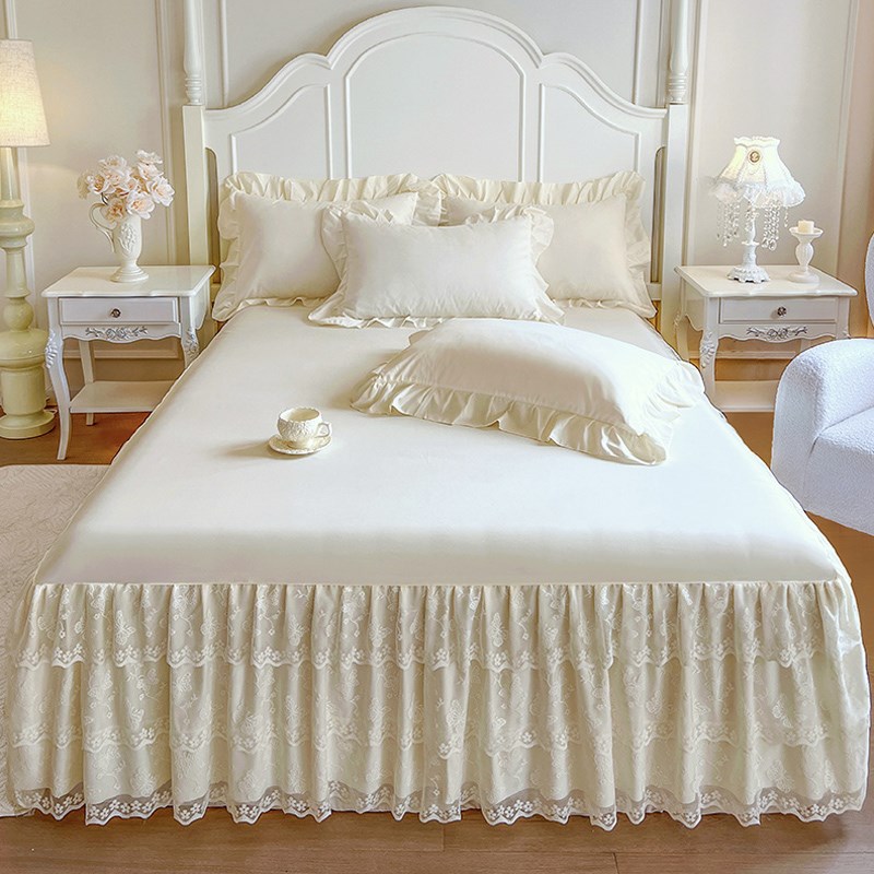 夏季蕾丝床裙单件高级感法式花边防尘遮丑床围1.8Nx2x2.2m床罩床