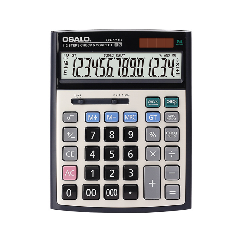 查数计算器奥斯欧文具办公OS-7714C桌面计算器14位大屏显示财务用