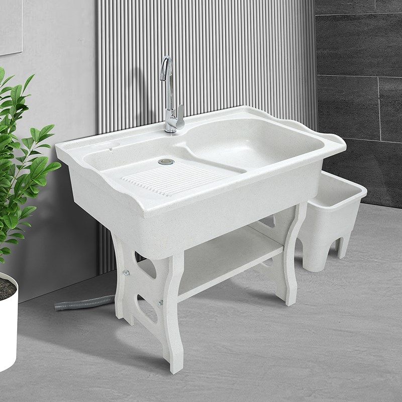 石英石洗衣池家用阳台带搓衣板室外庭院洗衣台盆大理石一体洗衣槽