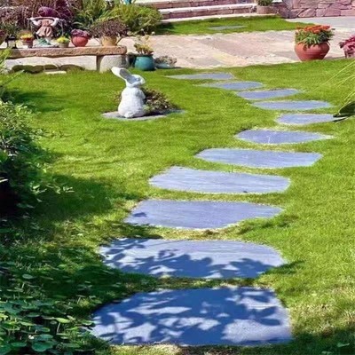 黑龙江汀步石江青石板踏步石庭院地铺石花园草坪不规则碎拼铺路