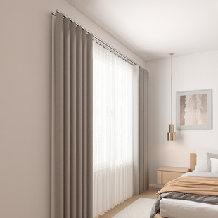 窗帘轨道滑轮 单层顶装阳台滑道侧装飘窗静音导轨滚轮挂钩式双轨