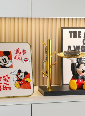 欢迎回家米奇入户玄关摆件进门口钥匙收纳乔迁家居客.厅装饰礼物
