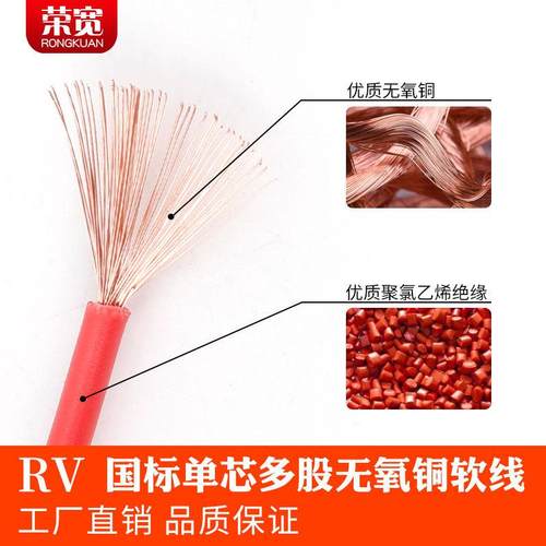 1点5平方铜芯电线国标RV软电线多股纯铜芯软线RV0.30