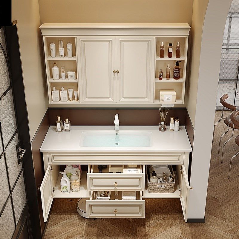 法式风水镜浴室柜组合复古实木陶瓷一体盆洗漱台奶油卫生间洗脸盆,家装主材,浴室柜组合,淘宝优惠券,粉丝福利购,淘宝优惠卷