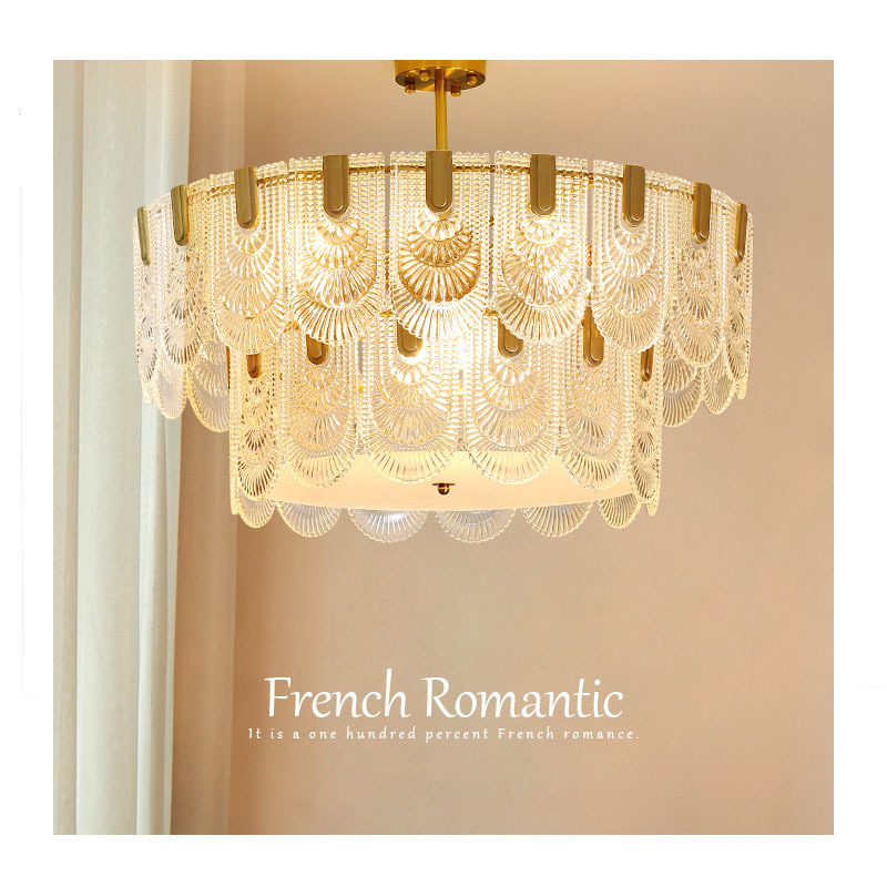 法式客厅玻璃吊灯复古餐厅卧室灯后现代轻奢意式水晶高档全铜灯具