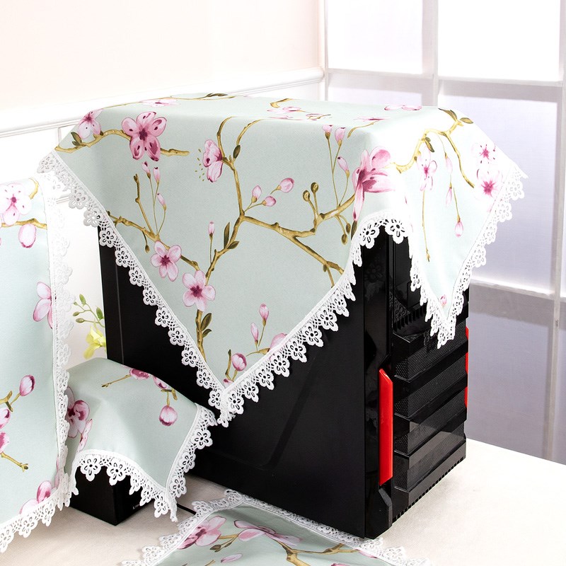 电脑防尘罩台式机盖布主机防尘x布24寸27寸显示器盖布田园布艺盖