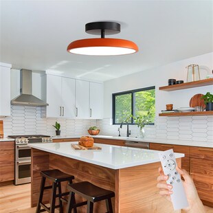 覆古中世纪现代橙色天花板吸顶灯遥控客厅卧室床边床和早餐走廊餐