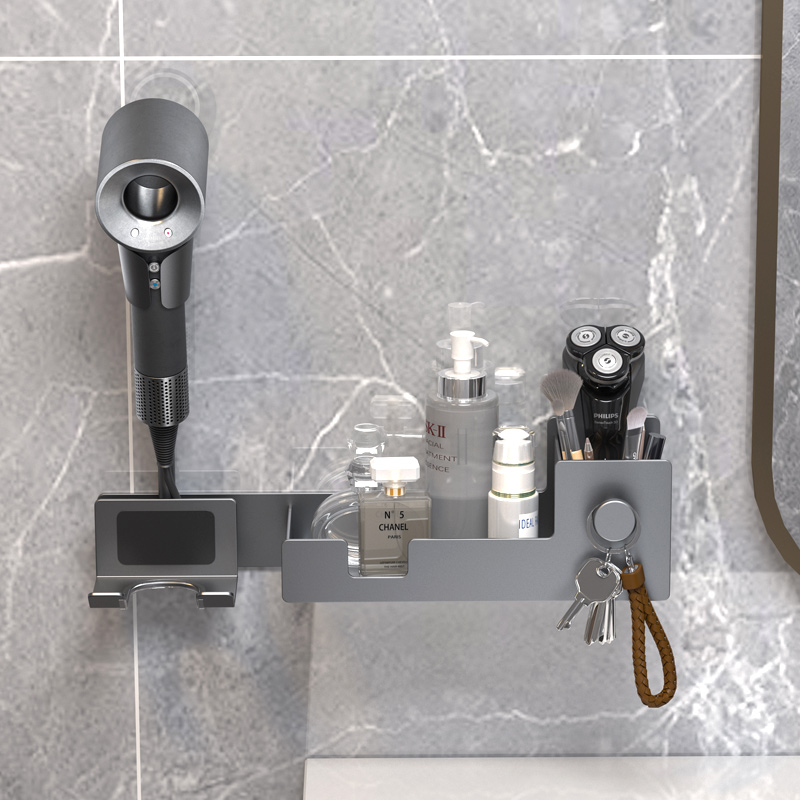 免打孔吹风机置物架壁挂式免手持旋转懒人支N架卫生间浴室储物收