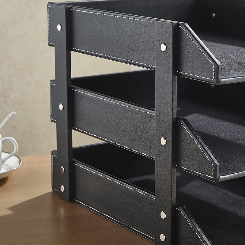 三层文件c架多层资料架 创意皮革办公室桌面收纳盒a4文件框书架,收纳整理,桌面收纳盒,淘宝优惠券,粉丝福利购,淘宝优惠卷