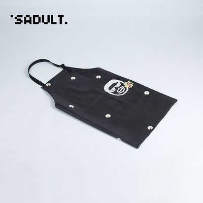 可爱ins小雏g菊日系布艺棉麻厨房家用做饭围裙防水防油皮革工作服