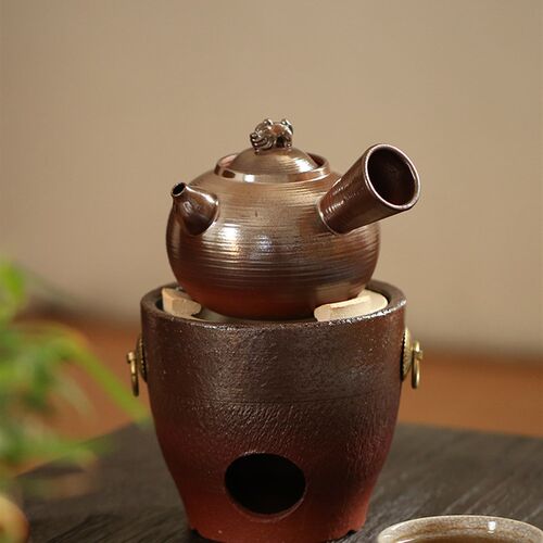柴烧陶壶古朴炭炉改装电热丝炉两用D功夫煮茶炉风炉陶泥小火炉套