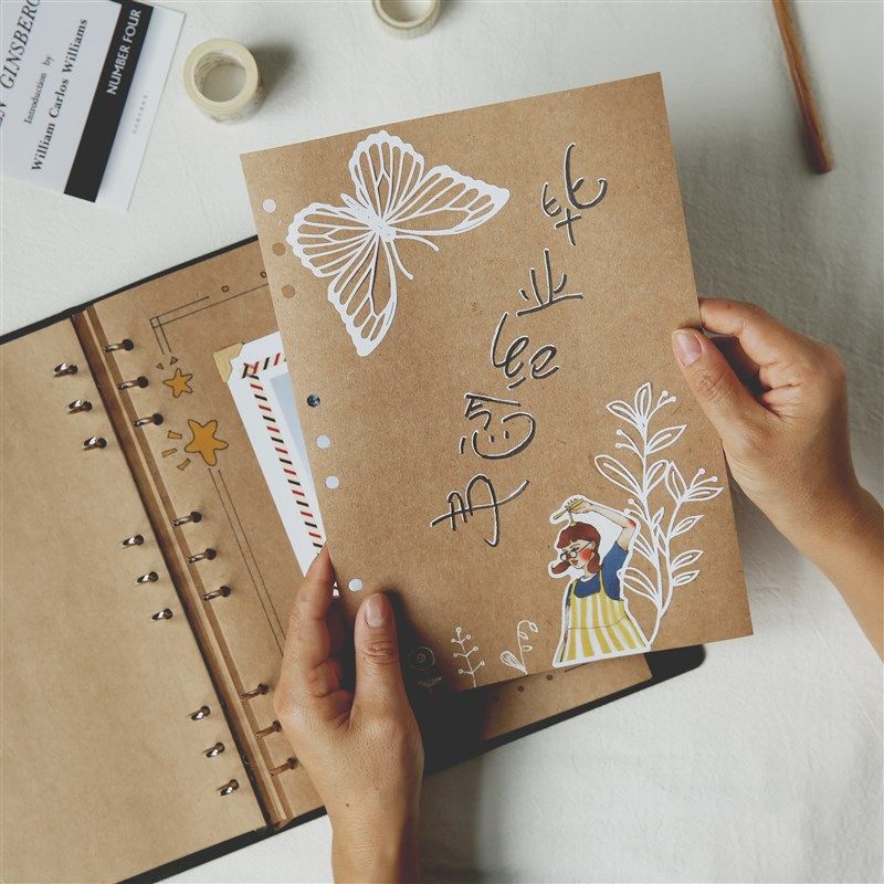 9孔活页皮革本子空白牛皮纸水彩复古DFIY幼儿园笔记计划旅行手帐,文具电教/文化用品/商务用品,手帐/日程本/计划本,淘宝优惠券,粉丝福利购,淘宝优惠卷