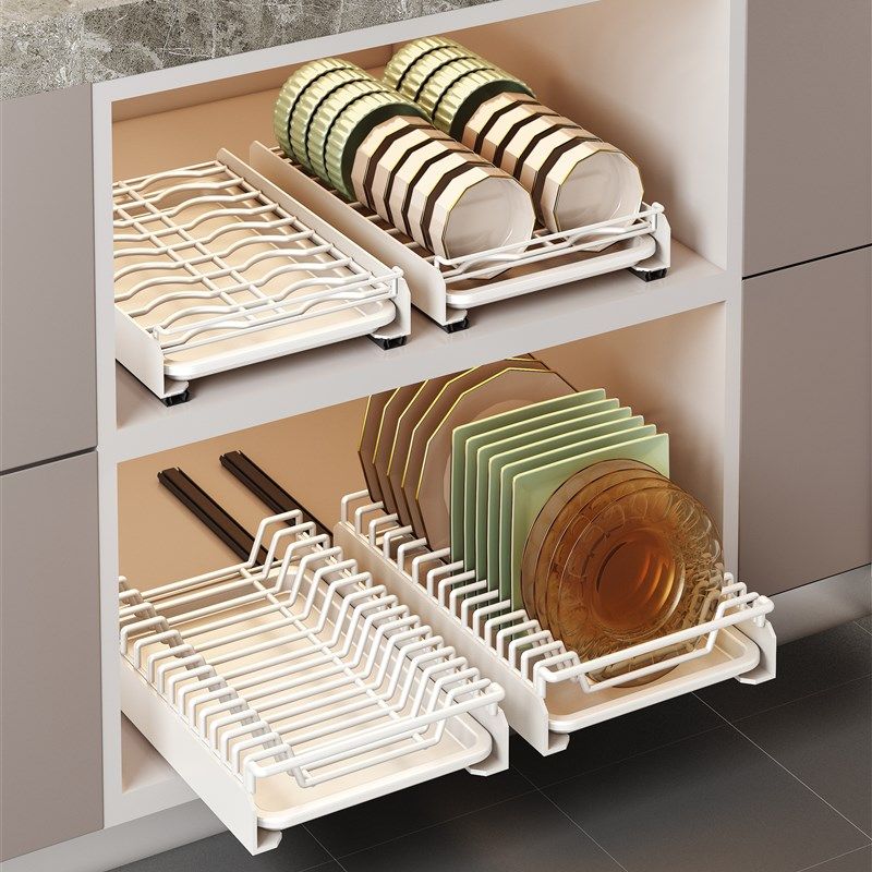 厨房碗碟收纳层架整体橱柜内置放碗盘C沥水架抽拉碗架放碗拉篮餐,厨房/烹饪用具,碗架,淘宝优惠券,粉丝福利购,淘宝优惠卷