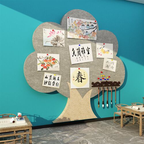 毛毡作品展示墙面贴书法教室布置装饰画室美N术环创幼儿园班级文