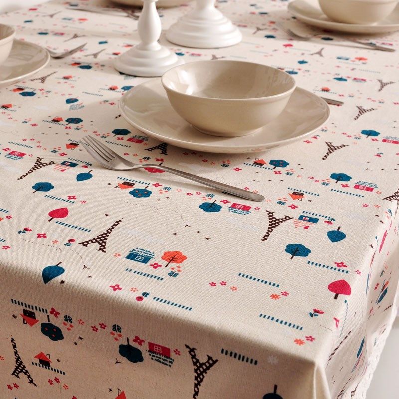 特价布艺餐桌布欧式田园 巴黎铁塔棉麻花边台布茶W几布防尘盖巾,居家布艺,桌布,淘宝优惠券,粉丝福利购,淘宝优惠卷